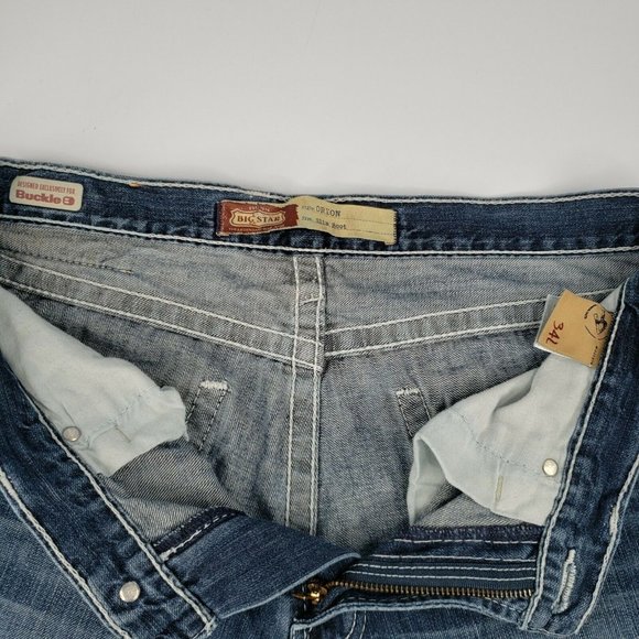 Big Star Buckle 'Orion' Dark Wash Slim Boot Jeans 34L 34x33 - Picture 3 of 12